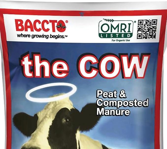 Michigan Peat Baccto 1640 Wholly Cow Horticultural Compost and Manure for Soil Amendment, Lawn Care, & Garden Beds, 40 Quart Bag (2 Pack)