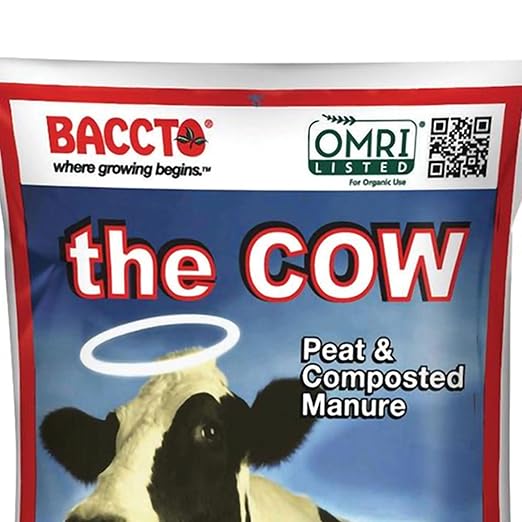 Michigan Peat Baccto Wholly Cow Horticultural Compost and Manure for Soil Amendment, Lawn Care, Vegetable Garden Beds, and More, 40 Quart Bag