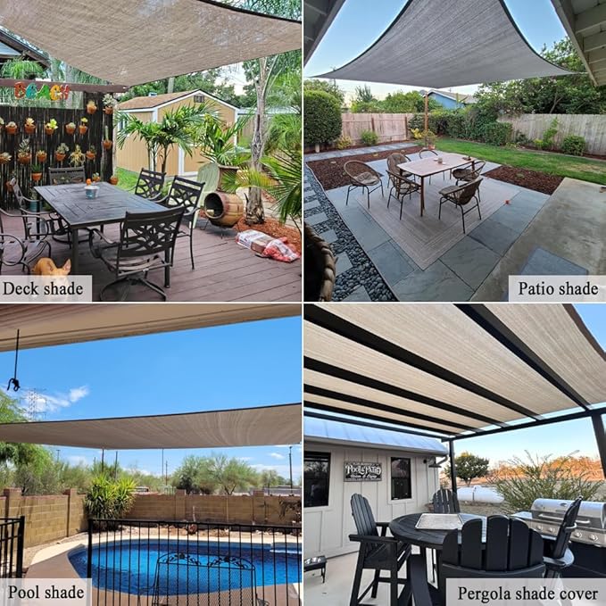 Sun Shade Cloth 6x8 FT, UV Block Outdoor Patio Shade Cover, Permeable and Tear Fade Resistant Rectangle Sunshade Fabric for Backyard, Porch, Pergola, Yard, Deck, Garden, Gray