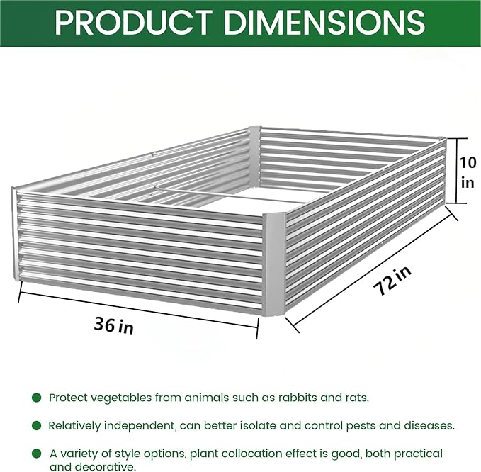 4pcs 6x3ft Galvanized Raised Garden Bed Outdoor,Above Ground Garden Bed for Vegetable,Metal Raised Beds for Flower,Steel Raised Beds for Gardening