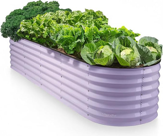 9-in-1 Galvanized Steel Raised Garden Bed // 8×2×1.5 ft Modular Planter for Gardening, Vegetables, Flowers // 18" Tall Metal Raised Garden Beds Outdoor (Lavender) // Patented Design Planter Box