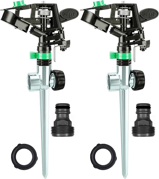 APT Pulsating Impact Sprinklers for Yard, Lawn & Garden, 80 to 5800 sq ft Adjustable Spray (2Pcs)