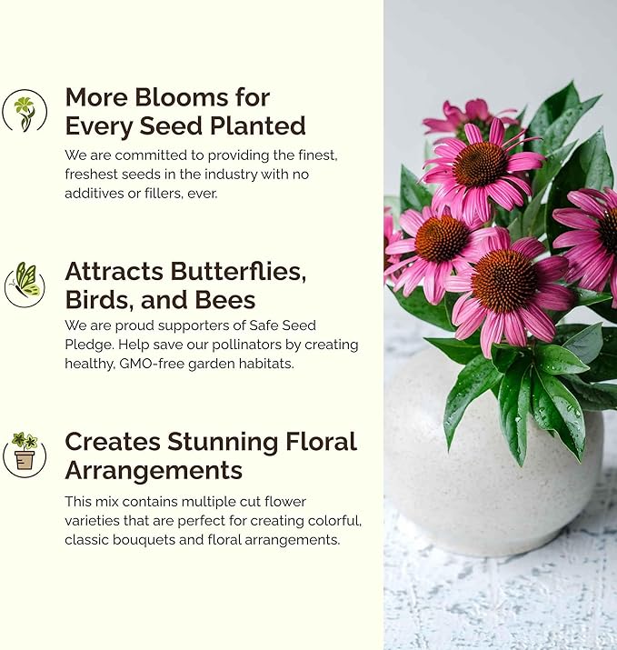 Eden Brothers Rhode Island Wildflower Mixed Seeds for Planting, 1 oz, 30,000+ Seeds with WallFlower, Sunflower | Attracts Pollinators, Plant in Spring or Fall, Zones