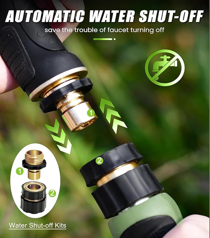 Garden Hose Nozzle Heavy Duty, 100% Metal Water Hose Sprayer Nozzle for Washing Car, Watering Plants, Washing Pets, and Home Use with 9 Adjustable Spray Patterns