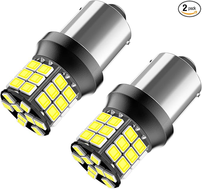 Serundo Auto 1156 Led Bulb, 12V 24V Super Bright 1141 1003 BA15S LED Bulbs Used for Back Up Reverse Lights, Tail Lights, RV lights,Lawn Mower etc. Pack of 2pcs White