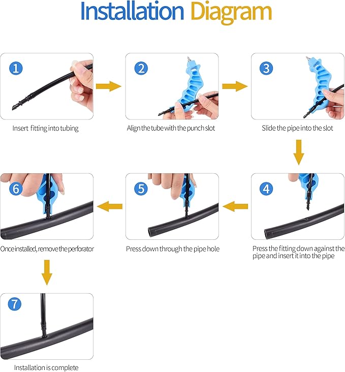 2-in-One Drip Irrigation Tubing Hole Punch with 20 pcs Plugs,Drip Irrigation Tool Used for 1/4 inch Fitting and Emitter Insertion,1 Pcs-Blue