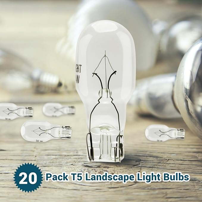 T5 Landscape Light Bulbs 12 Volt 11 Watt Wedge Bulb for Malibu Outdoor Light Bulbs, Garden, Deck and Yard Low Voltage Landscape Lights Bulb -20 Pack