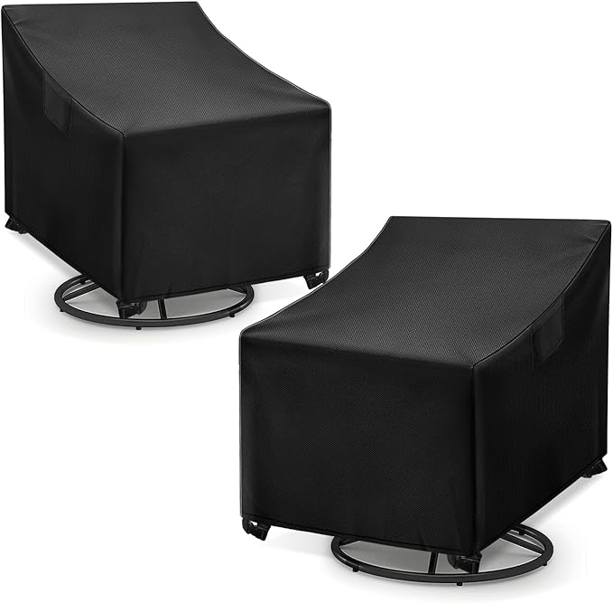 WLEAFJ Outdoor Swivel Chair Covers - Heavy Duty, Waterproof Patio Rocking Chair Covers - Black, 2 Pack - 33" W x 35" D x 38.5" H