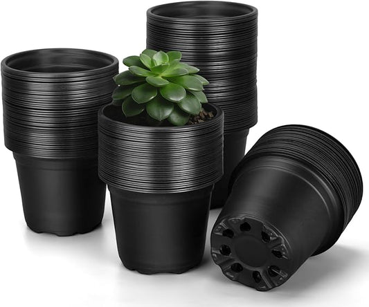 110 Pcs Small Plastic Palnt Pot, 4 5 6 Inch Nursery Pots with Drainage, Seedlings Starter Pots for Plants, Great for Herbs, Cuttings, and Starter Plants (110 pcs, 4 inch)