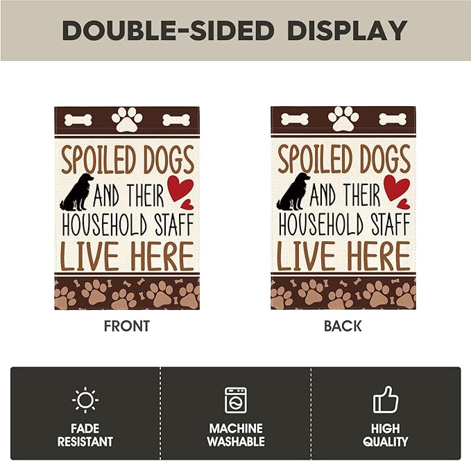 AVOIN colorlife Dog Lover Welcome Garden Flag 12x18 Inch Double Sided Outside, Pet Paw Print Quote Burlap Yard Outdoor Decoration