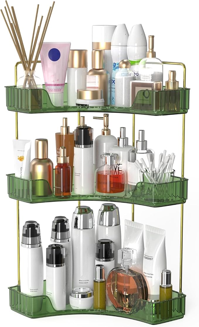 Webetop Corner Bathroom Organizer 3 Tier Makeup Countertop Shelf for Vanity