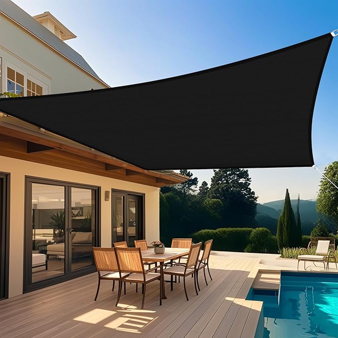 Shade&Beyond Custom 22'x26' Sun Shade Sail Canopy Rectangle UV Block Breathable Curved Sunshade for Backyard Yard Deck Outdoor Facility and Activities, Black (We Make Custom Size)
