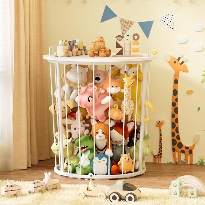 BBLIKE Large Stuffed Animal Storage End Table, Toy Storage for Kids Room