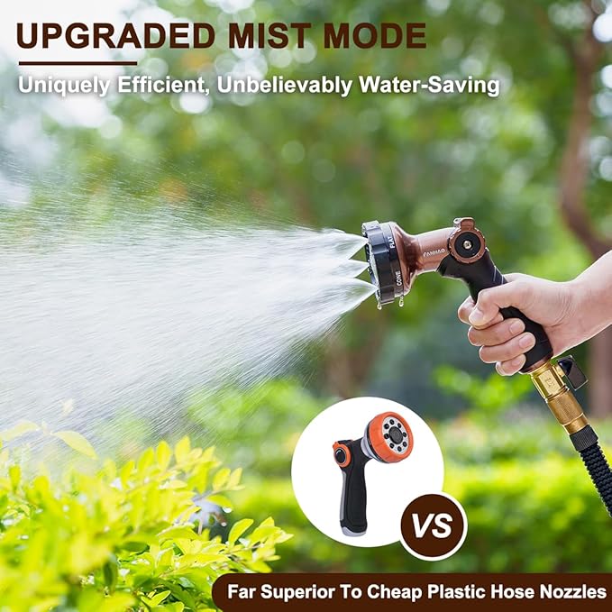 FANHAO Heavy Duty Garden Hose Nozzle, Metal Water Hose Sprayer with 6 Adjustable Patterns, High Pressure Water Nozzle with Thumb Control, On Off Valve for Car Washing, Garden & Pets Showering