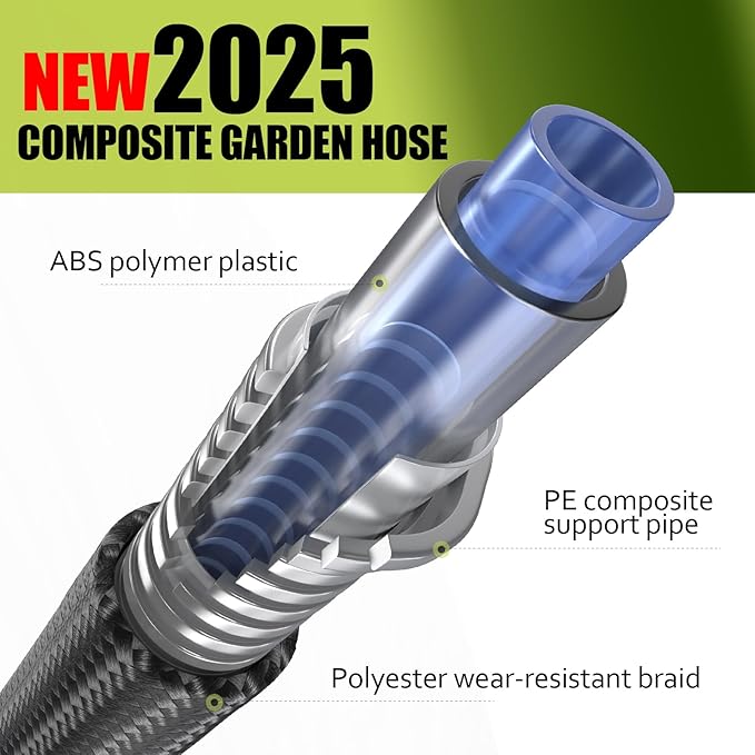 Relxitl Garden Hose, Flexible Water Hose, Ultra Lightweight Non-Expanding hose with 10 Function Sprayer, Leak proof, Pressure Resistant for Yard, Outdoor (Black, 100FT)