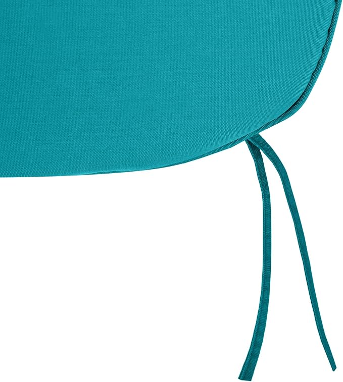 SleepMan Outdoor 17"x16" Chair Cushions with Ties Set of 8, Water Resistant All Weather U-Shape Seat Pads for Patio Garden Furniture Indoor Fade Resistant Patio Cushions (Aqua Green)
