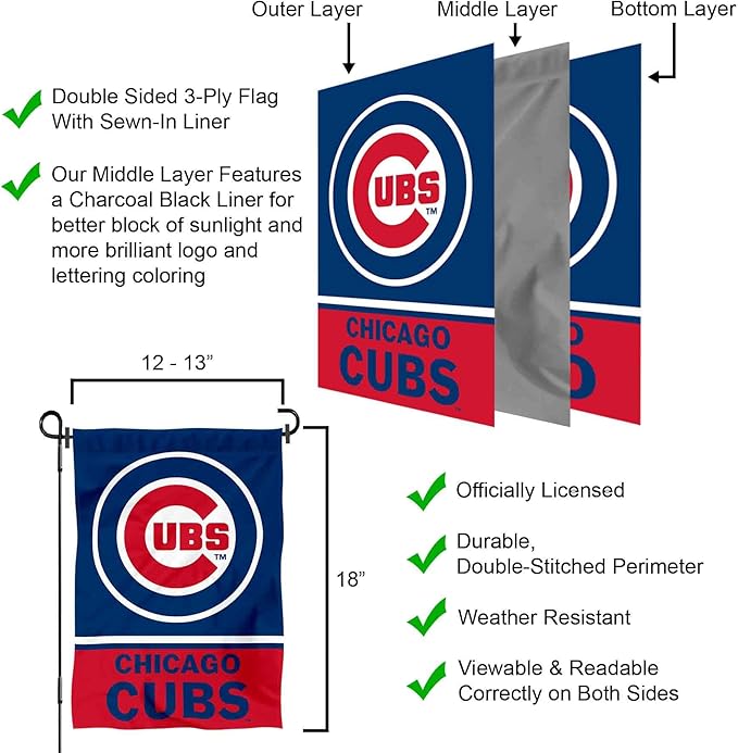 Chicago Baseball Double Sided Garden Flag
