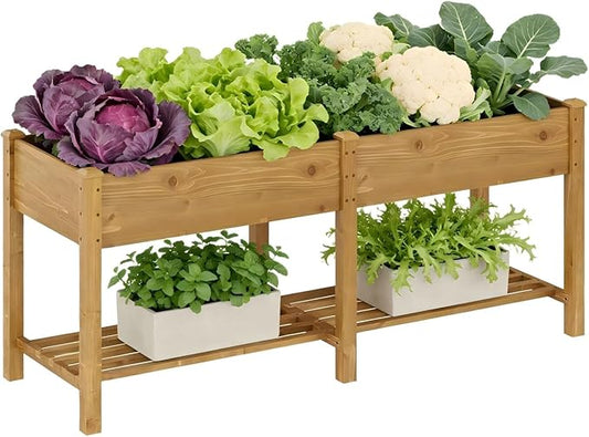 Raised Garden Bed with Legs Wood Elevated Planter Box Gardening Outdoor Planter Box Patio Kit Planting Bed for Vegetables Flowers Herbs Outdoor for Patio Balcony Backyard 72x24x30.7in(Brown, Large)