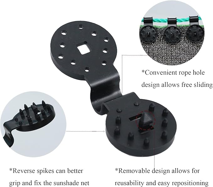 20pcs Shade Cloth Heavy Duty Lock Grip 1.5in Black Plastic Clip Garden Sun Shade Fixed Clamp Outdoor Sunshade Net Fixing Clip for Garden Sunshade Net Anti Bird Netting