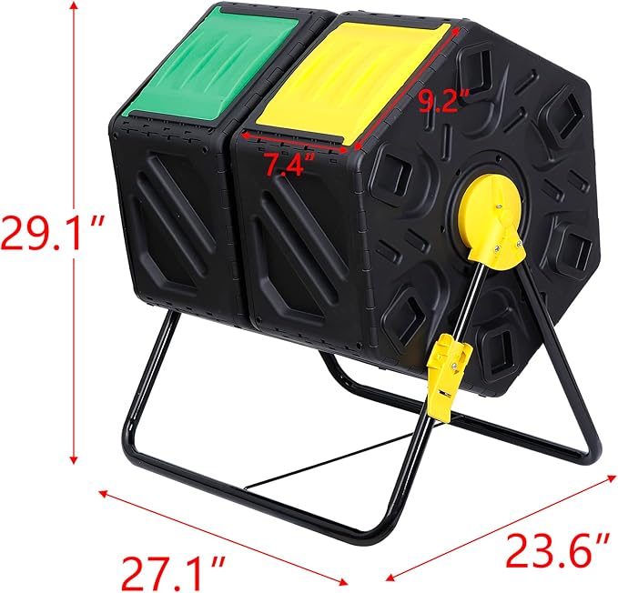 SUPER DEAL Outdoor Compost Bin, Garden Composter, Large Capacity BPA Free Material for Fast Creation of Fertile Soil, Easy to Assemble, Black (Black, 37 Gallon)