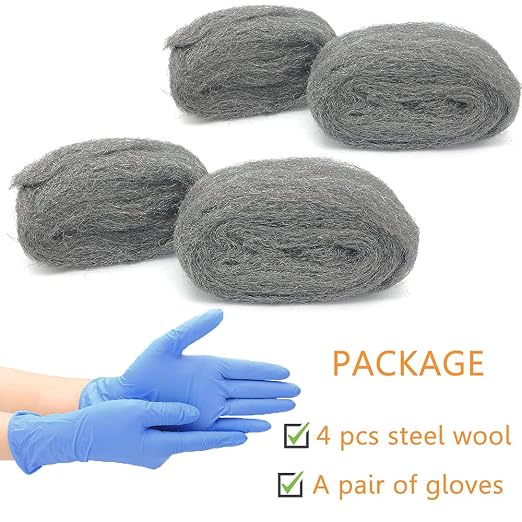 Steel Wool Fill Fabric DIY Kit, Coarse Wire Wool Hardware Cloth, Gap Blocker, Keep Mice Away from Holes/Siding/Pipeline/Vents in Garden, House, 4 Pack × 10FT | Hole Filler, Gap Blocker, Barrier, Keep Mice Away from Holes, Siding, Pipeline, Vents in Gar...