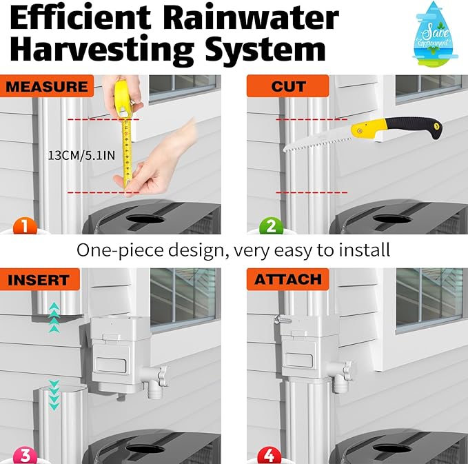 Anivia Rainwater Collection System, Downspout Diverter Fits for 2x3 or 3x4 Inch Standard Downspouts, Rain Barrel Diverter Kit with Adjustable Valve and Filter. 5ft Hose - Brown