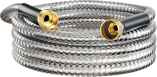 Beitopamz Short Garden Hose 10 ft, Male to Female Heavy Duty Stainless Steel Small Water Hose Extende Connector, Flexible No Kinks Leakproof 3/4 in Fittings, Lightweight Leader Hose for Patio, Lawn