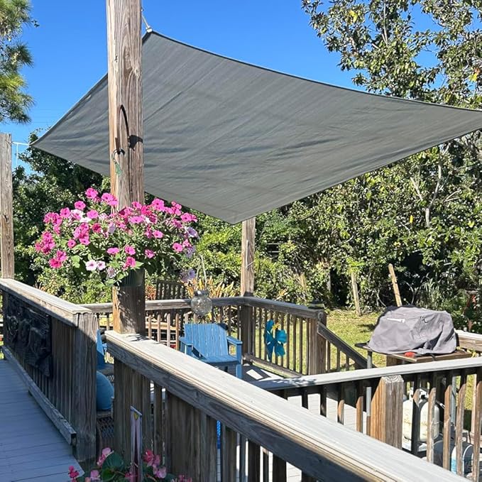 Sun Shade Cloth 10x20 FT, UV Block Outdoor Patio Shade Cover, Permeable and Tear Fade Resistant Rectangle Sunshade Fabric for Backyard, Porch, Pergola, Yard, Deck, Garden, Gray