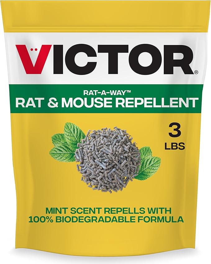 Victor Rat-A-Way Rat & Mouse Repellent - Repel Rodents Outdoors with Essential Oils - Biodegradable Pellets - Natural, Non-Toxic & Poison-Free Rodent Repeller for Rats and Mice - M807 - 3 lb Bag