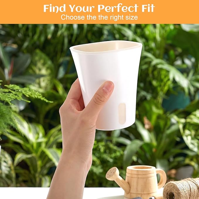 8 Sets Self Watering Pots for Indoor Plants, 4 Inch White Small Self Watering Planters Plastic Garden Pots with Water Level Indicator & Vents for All House Plants, Flowers, Succulents
