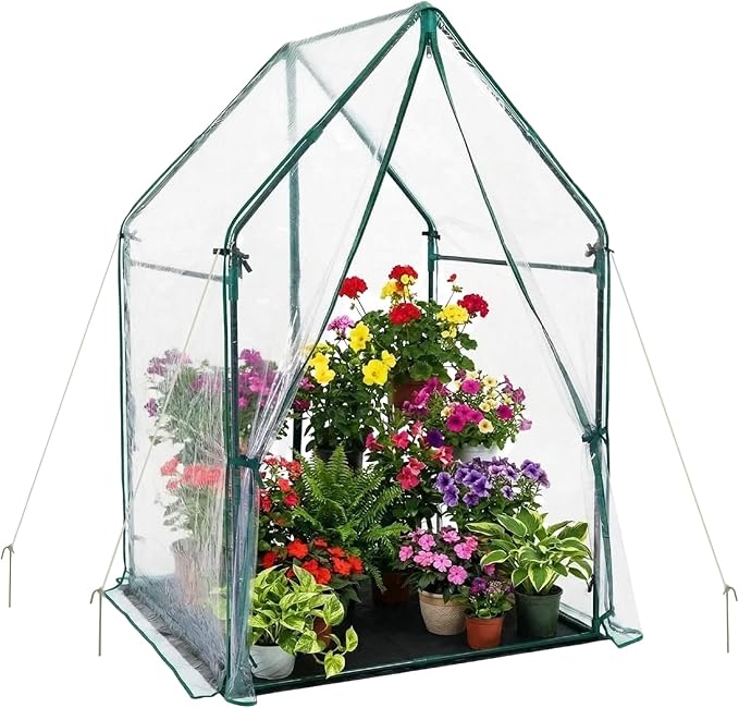 Portable Greenhouse for Outsides, 36x36x59 Inch Heavy Duty Green House Tent with PVC Cover, Garden Plant Protector with Zippered Door for Vegetables Flowers Fruits Herbs