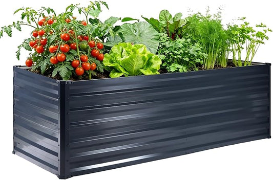 Galvalume Raised Garden Bed 8x4x1.95FT–3X Rust Resistant Aluminum-Zinc Steel,466 Gallon Extra Deep Metal Planter Box, Heavy Duty Outdoor Vegetable Garden Bed for Tomatoes, Potatoes & Root Crops