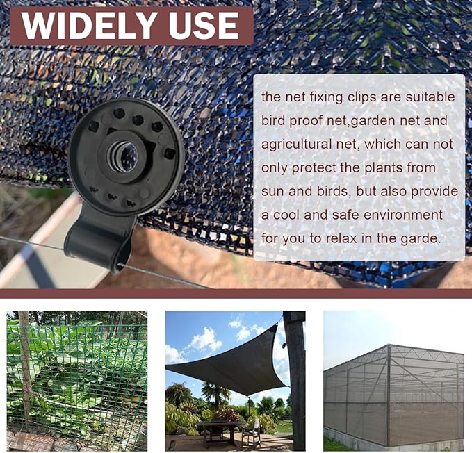 50Pcs Shade Cloth Clips - Black Round Plastic Sun Shade Clip,Shade Cloth Heavy Duty Lock Grip for Sun Shade Net,Gardening Shade Cloth,Anti Bird Netting Windproof Awning Clamp