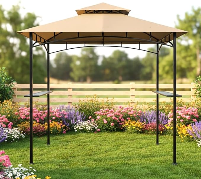 Garden Winds Durable Replacement Canopy Top Cover Compatible with The 43472, 31937-17, 812576, 822694, 21581 Aldi Gardenline Belavi Grill Gazebo - Classic Sand Beige, 350