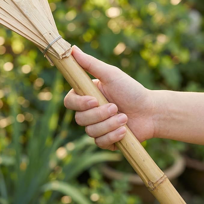 Toddmomy 23" Bamboo Hand Rake for Garden & Landscaping, Lightweight 20-Tine Wooden Rake for Leaves, Debris Gathering & Loosening, Compact Manual Cultivator for Yard, Flower Beds & Zen Garden