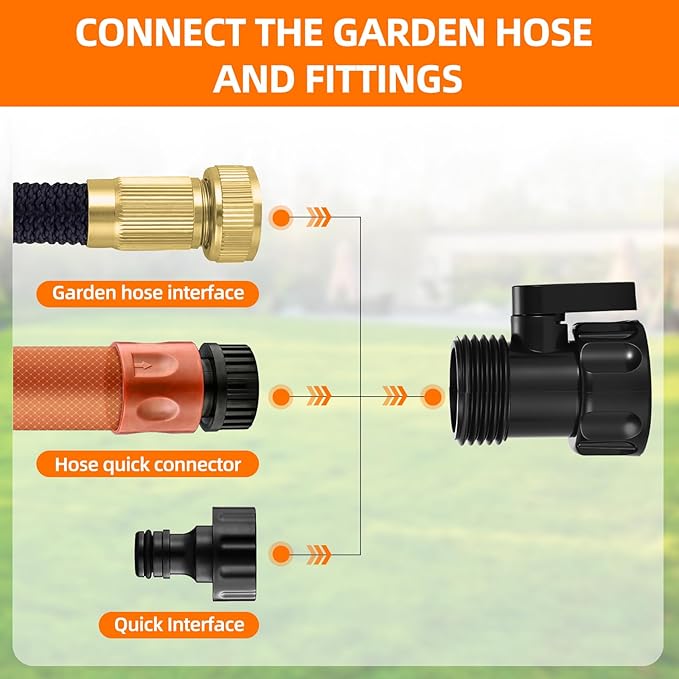 3/4 Inch Rain Barrel Spigot Kit with 3/4 Inch Shut Off Valve & Bulkhead Fitting, Plastic Garden Hose Faucet Adapter for Rain Barrels Aquariums Water Tanks Tubs Pools Spigot（4 Pack ）
