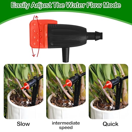 Garden Irrigation Dripper for 1/4" Drip Irrigation Tubing, 35 Pack Adjustable Drip Emitters Succulent Micro Watering Dripper for Individual Shrubs and Trees Irrigation System