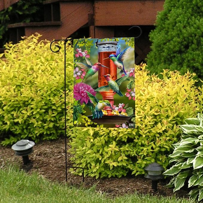 Hummingbird Feeder Spring Garden Flag Floral 12.5" x 18" Briarwood Lane