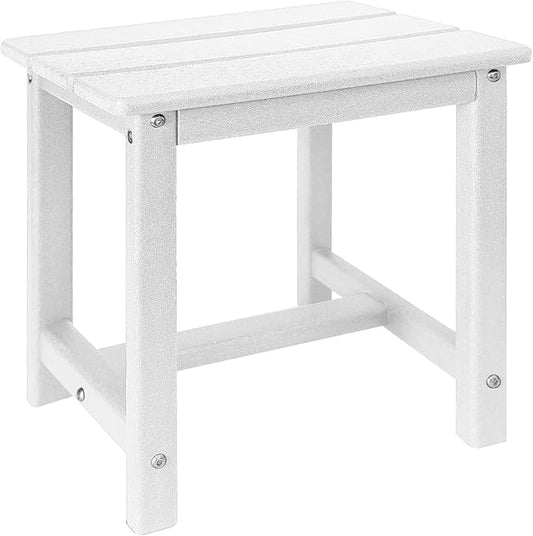 GARDENSTAR Adirondack Square Side Table,one-Tier Outdoor end Table, Patio Side Table for Pool,Porch,Backyard,Relaxing Companion (White)