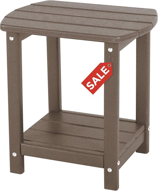 Adirondack Square Outdoor Side Table,2-Tier Storage Patio Side Table, HDPE End Tables for Backyard Pool Porch Garden Lawn
