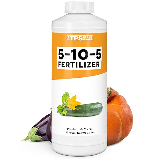 5-10-5 Fertilizer for Plants, Great for Root Vegetables, Fruiting Vegetables, and Flowers, Plant Fertilizer by TPS Plant Foods, 32oz (1 Quart)