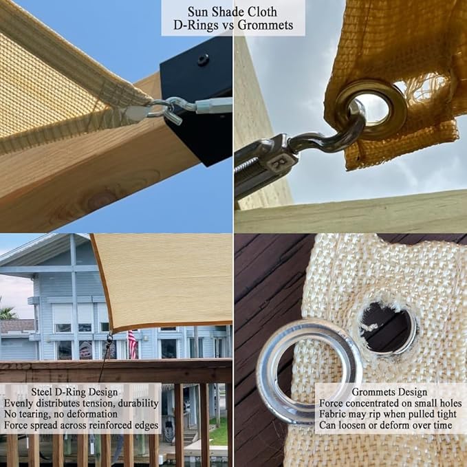 Sun Shade Cloth 12x15 FT, UV Block Outdoor Patio Shade Cover, Permeable and Tear Fade Resistant Rectangle Sunshade Fabric for Backyard, Porch, Pergola, Yard, Deck, Garden, Sand