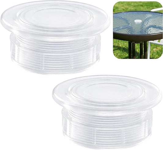 DECOHS 2 Pcs 2" Parasol Umbrella Hole Ring Plug and Cap Set, Thicker Patio Table Hole Cover Insert, Deck Table Umbrella Holes Plug Replacement Parts for Outdoor Patio Table Garden Yard (Transparent)