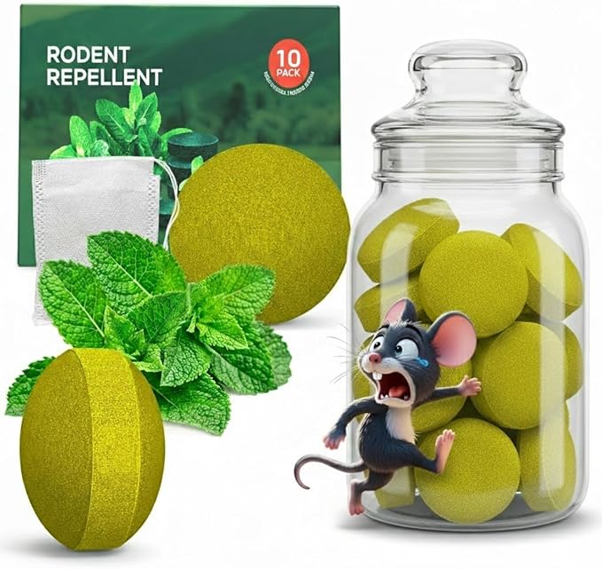24 Pack Mouse Rodent Repellent, Peppermint Oil for Mouse, Rats, Squirrel, Pest Control Indoor, Outdoor Use, Deterrent Replace Trap Family & Pet Safe(Yellow)