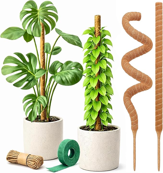 Craft911 29" Moss Pole Monstera Plant Support, Indoor Plant Stakes | 2 Pack Bendable Stakes Prevents Climbing Plants from Flopping