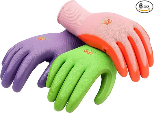 6 Pairs Women Gardening Gloves with Micro-Foam Coating - Garden Gloves Texture Grip - Working Gloves For Weeding, Digging, Raking and Pruning, Medium, Assorted color