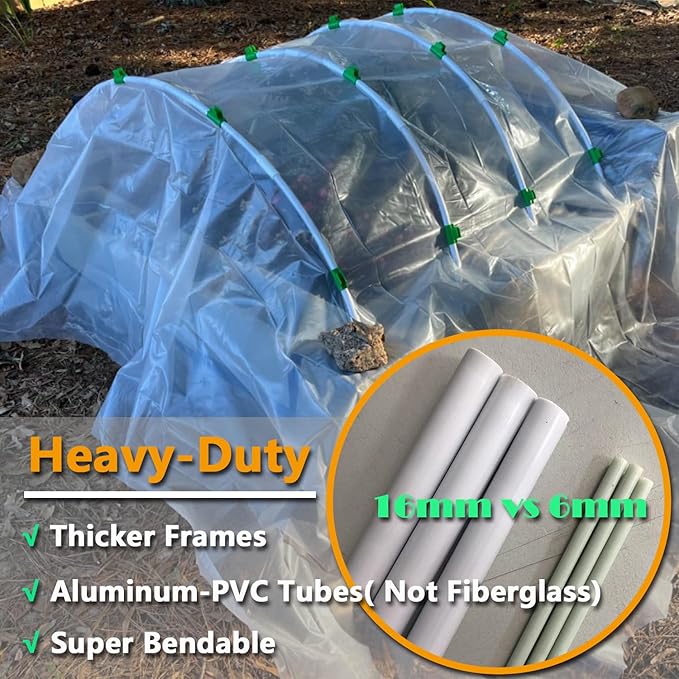 Garden Hoops DIY Kit – Rust-Free Material | Heavy-Duty | Weather Resistant | Chicken Tunnel Frame | 6 Sets of 9Ft Long Grow Tunnel Frame for 1’, 2’, 3’, 4’ or Wider Raised Beds