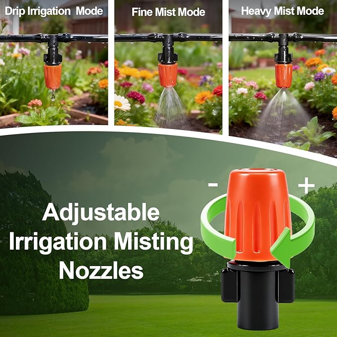 RedChili 260 Pack Drip Irrigation Fittings Kit for 1/4" Tubing, Complete Set with Drip System Barbed Connectors (Misting Nozzles, Nozzle Tees, Single Barbs, Couplings, Tees, Elbows, Plugs, Crosses)