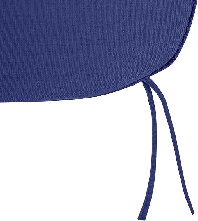SleepMan Outdoor 17"x16" Chair Cushions with Ties Set of 6, Water Resistant All Weather U-Shape Seat Pads for Patio Garden Furniture Indoor Fade Resistant Patio Cushions (Dark Blue)