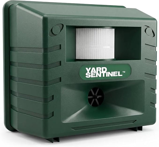 ASPECTEK Yard Sentinel Outdoor Ultrasonic Animal Repeller with Motion Sensor, Adjustable Volume, Waterproof, Extension Cord, Powerful Repel for Squirrel, Raccoon, Skunk, Rabbit, Fox, Deer, Etc